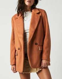 NWOT  Free People Terra Cotta  Mari Solid Blazer Coat In Terracoat Orange