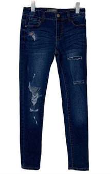 Harper Dark Wash Distressed Destroyed Mid Rise Skinny Jeans Women's Size 27