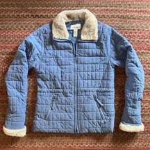 VTG CHEROKEE BLUE QUILTED FAUX FUR TRIM JACKET