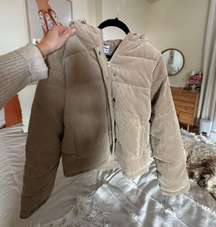 Corduroy Beige Puffer Coat