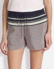 Vince - NWT Border Print Coastal Navy Blue Tie-Front Silk Shorts