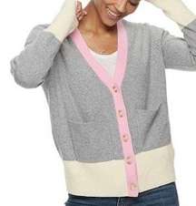 Color Block V Neck Cardigan