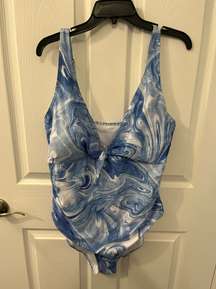 NWOT  Blue & White One Piece Bathing Suit