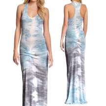 Young Fabulous & Broke Maxi Dress Tie Dye Ombre Racerback Scoop Neck Blue Gray S