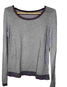 North Face Women’s Lightweight Grey Checkered Purple Trim Sweater Size Medium