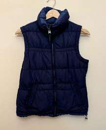 American Eagle Puffer Vest Womens Size S Navy Blue Full Zip Basic Minimalist