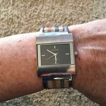 JACLYN SMITH VINTAGE  PLAID CUFF WATCH