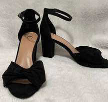 Black Peep Toe Block Heel 9