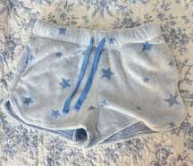 plush fuzzy lounge star blue shorts