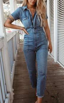 GOOD AMERICAN Denim Fit For Success Jumpsuit 1