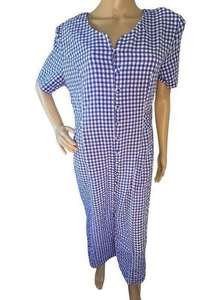 Coco Bianco Vintage Short Sleeve Checkered Long Button Up Dress