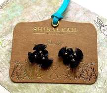 Shiraleah Black Fleur Earrings Floral Tassels