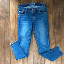 SJYP jeans raw edge bottom skinny jean mid rise size medium