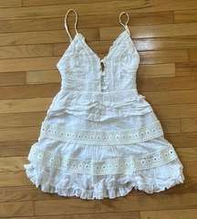 White Lace Detail Camisole Mini Flare Dress (size US 4)