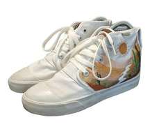 BANGS Desert Daisy Embroidered High Top Sneakers White Womens 5.5 Shoes Lace Up