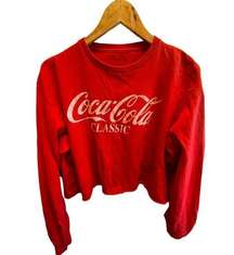 Vintage‎ Coca-Cola Classic Red & White 100% Cotton Cropped Long Sleeve T-Shirt