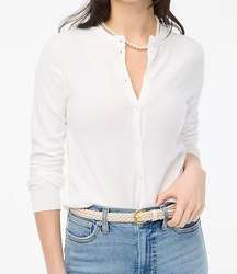 J. Crew Womens white classic cotton cardigan sweater