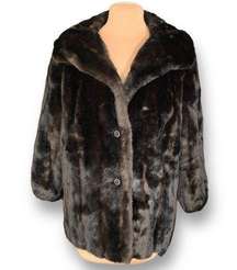 Vintage 1960s Intrigue By Tissavel France Coat Dark Mocha Brown Faux Fur