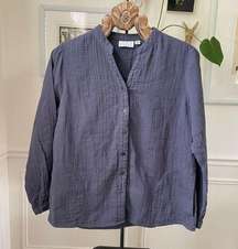 QVC Joan Rivers Button Shirt Shacket Cotton Grey M