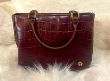 Vintage Brown Genuine Leather Handbag by Etienne Aigner