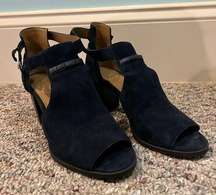 Blue suede booties