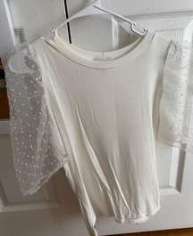 white bubble sleeve top 