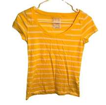 Gilly Hicks Scoop Neck T-Shirt Yellow White Stripes