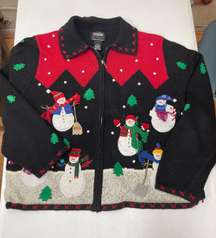 Studio Fa La La America Limited Snowman Zip Up Sweater