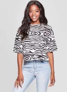 Grayson Threads Zebra Print Crop Top Small