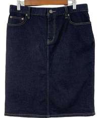 LRL Lauren Jeans Co Denim Skirt Womens 10 Dark Wash Classic Western Minimalist