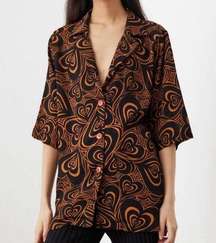 Wild Hearts Alyssa Oversized Top Brown Button- Size XS