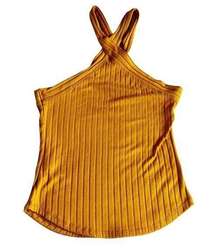 We The Free - Mustard Yellow Ribbed Halter Top - Sz. XS