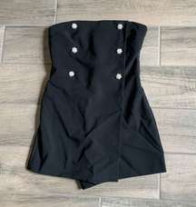 Dynamite tube romper with jewel buttons in jet black