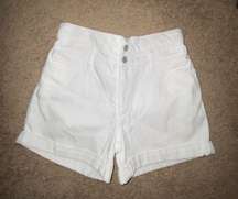 White Denim Cuffed Shorts