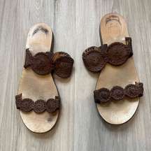 Jack Rogers 6.5 Brown Leather Lauren Sandals