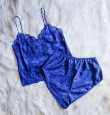 Royal Blue 2pc Satin Night Set