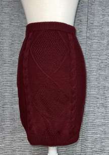 New Without Tag  Knitted Maroon High Waisted Pencil Skirt XSmall