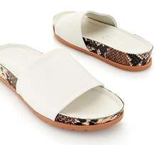 Coconuts by Matisse Women's‎ Shift Leather Slip On Slide Sandals White Size 6M