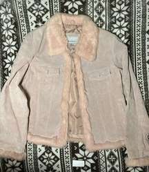Wilson’s leather maxima pink suede jacket with faux rabbit fur