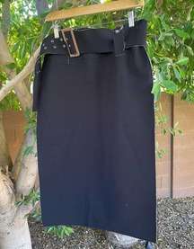 Front Row Shop Skirt Womens Large Black White Cyberpunk Maxi Belted