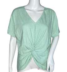 Marled Reunited Clothing Shirt Womens Small Green Twisted Front Updated Basic