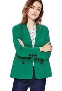 Boden Gabriella Ponte Blazer Jacket Size 10 Green Double Breasted