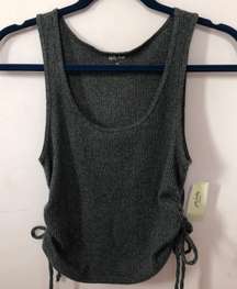 by Hollister Ruched Drawstring Gray Ribbed Cropped Tank