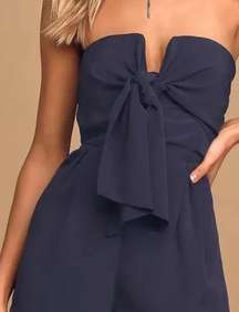 Navy Blue Strapless Romper