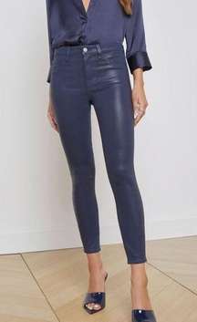 NWT L'AGENCE Margot High Rise Skinny Jean in Navy Coated - Size 29