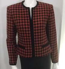 Kasper tweed red black houndstooth jacket blazer