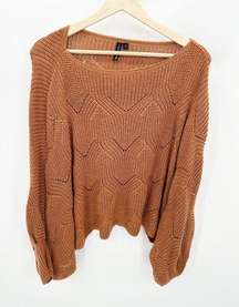 Moon & Madison Brown Oversized Knit Pullover Sweater Women's Size Large L