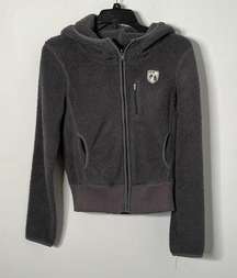 American Eagle Outfitters Gray Fleece Full Zip Hooded Jacket