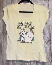 Vintage JM Collectables Larry Wright Cat Cartoon Comic Strip Shirt Small USA