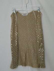 Impression Karl Lagerfeld Gold Sequin Vest Sweater Tan Gold Sparkly Sleeveless L